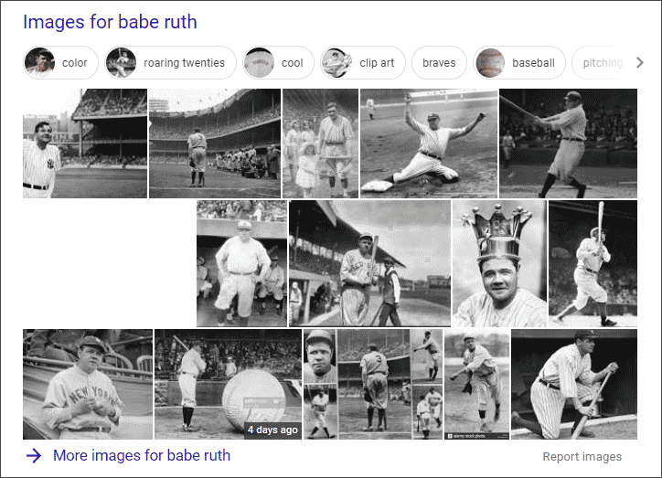 Image carousel google serps babe ruth